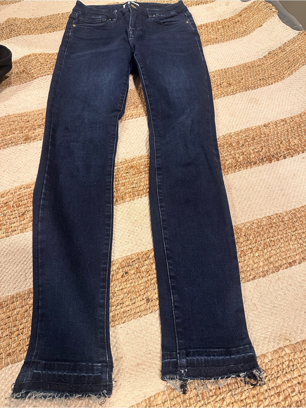 Good American Dark Indigo Raw Edge Jeans